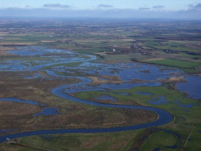 Arial view of the restored River Skjern